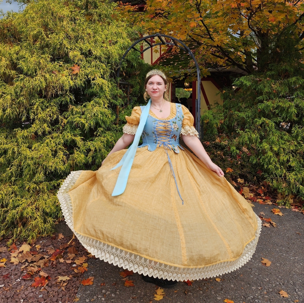 Elowen 27 | Lace Linen dress gown MUSTARD